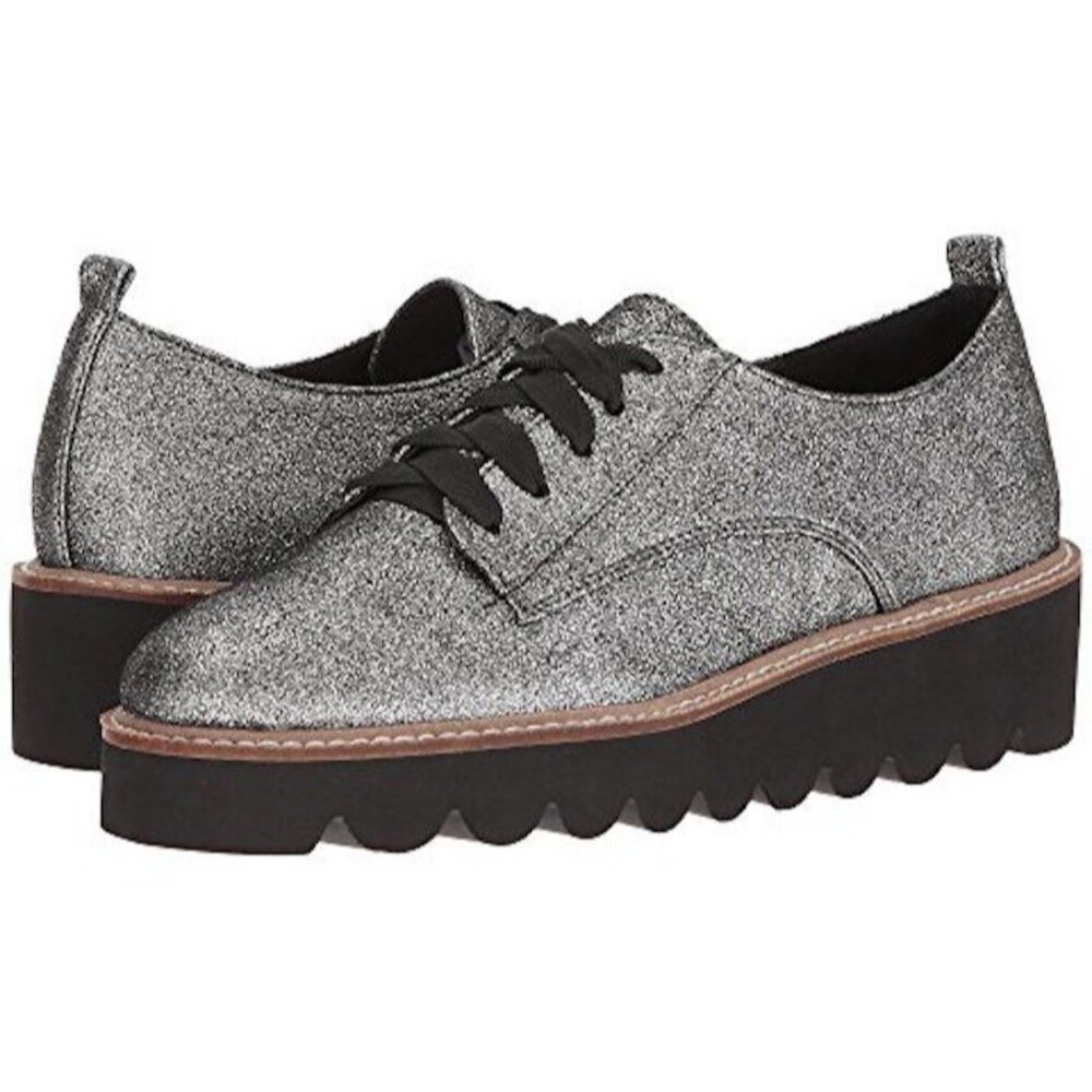 NWOB Shellys London Jack Pewter Metallic Lace Up Platform Creeper